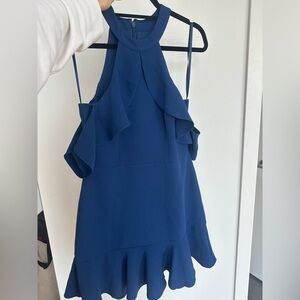 BCBG MaxAxria Blue Off Shoulder Dress